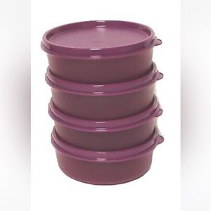 TUPPERWARE LITTLE WONDERS BOWLS PURPLE SET/4               6 Oz 3/4 CUP NEW